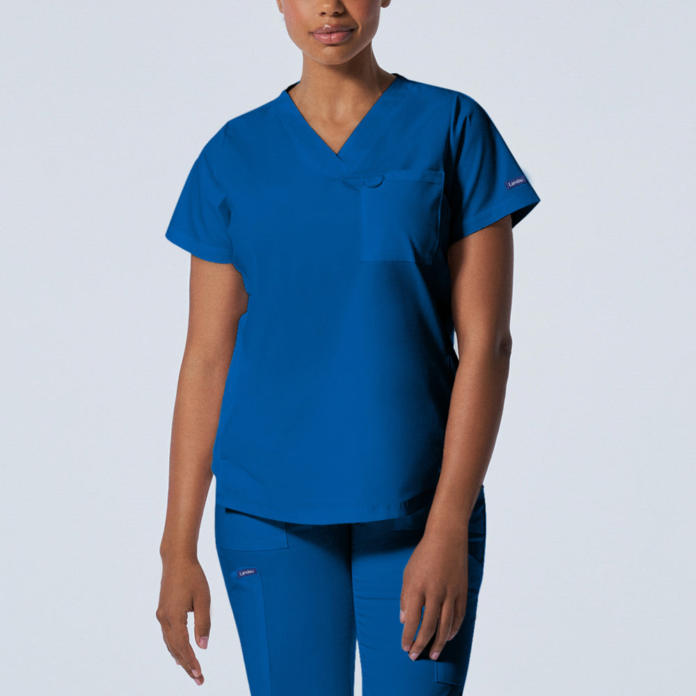 LT107 (Core Colours) - Women's 2-Pocket V-Neck Landau Proflex Scrub Top