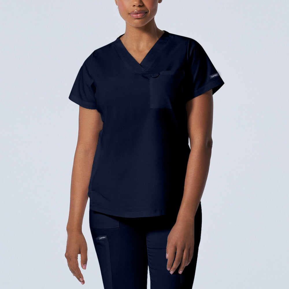 LT107 (Core Colours) - Women's 2-Pocket V-Neck Landau Proflex Scrub Top