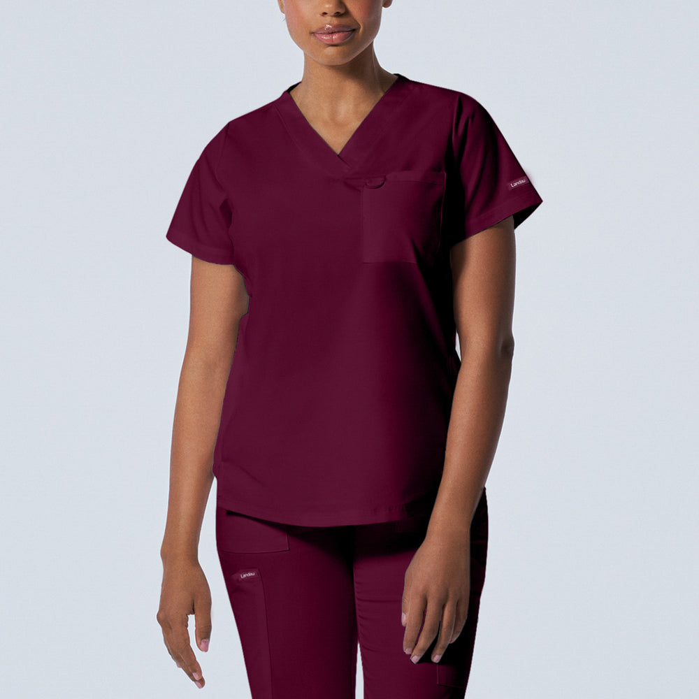 LT107 (Core Colours) - Women's 2-Pocket V-Neck Landau Proflex Scrub Top