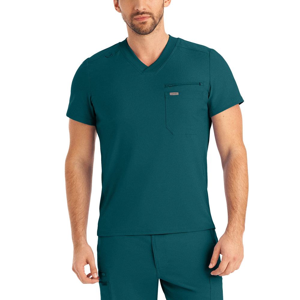 LT111 - Landau Forward Men's 2-Pocket V-Neck Scrub Top