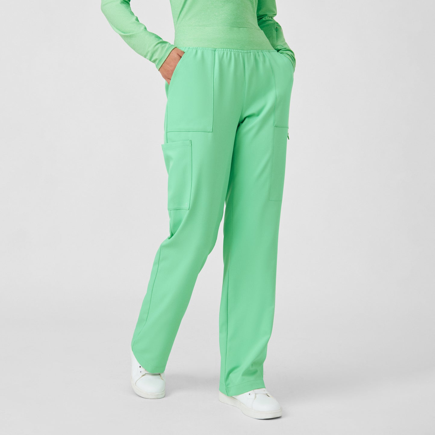 WB421 - (Additional Color)White Cross Vibe Women's 6-Pocket Cargo Wide Leg Pants