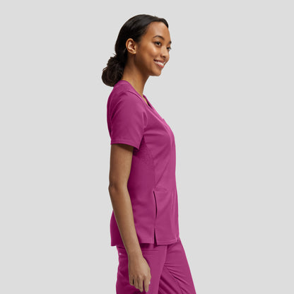 VIBE Women's Chest Pocket V-Neck Tuck-In Top