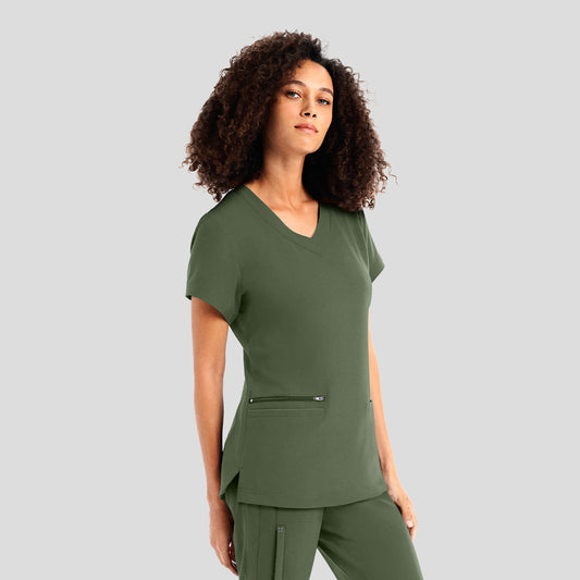 WT127 White Cross CRFT Women's 3-Pocket V-neck Scrub Top