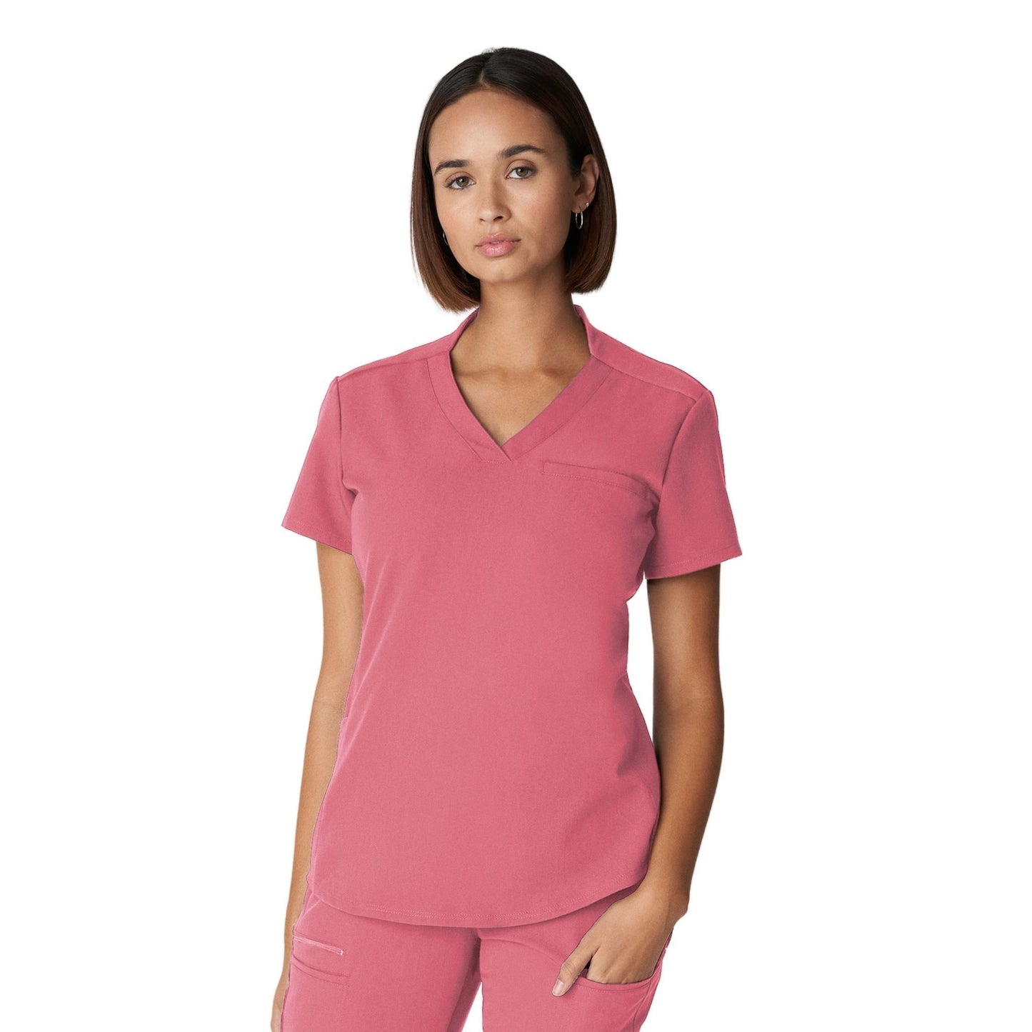 WT110 White Cross V-Tess Women's Jersey Knit Contrast Scrub Top