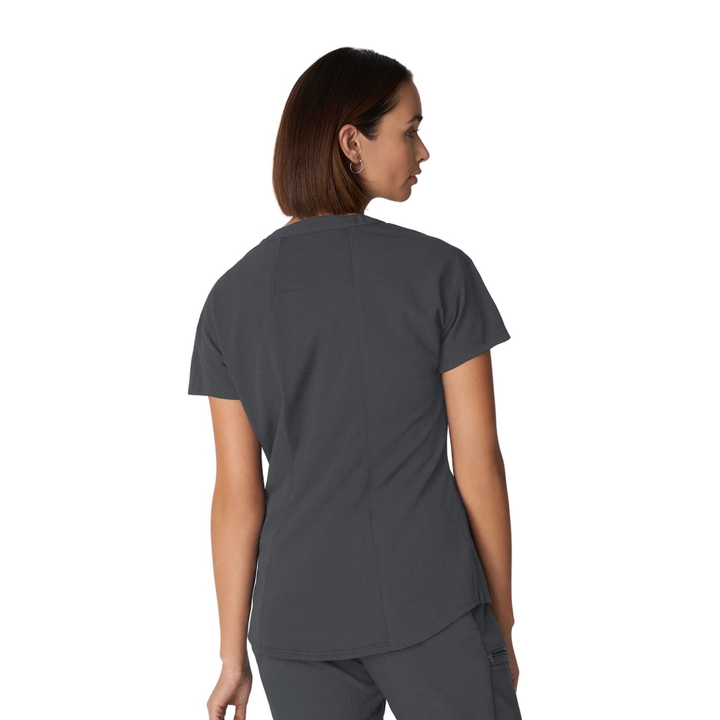 WT114 White Cross V-Tess Women's V-Neck Top With Contrast Back Panel