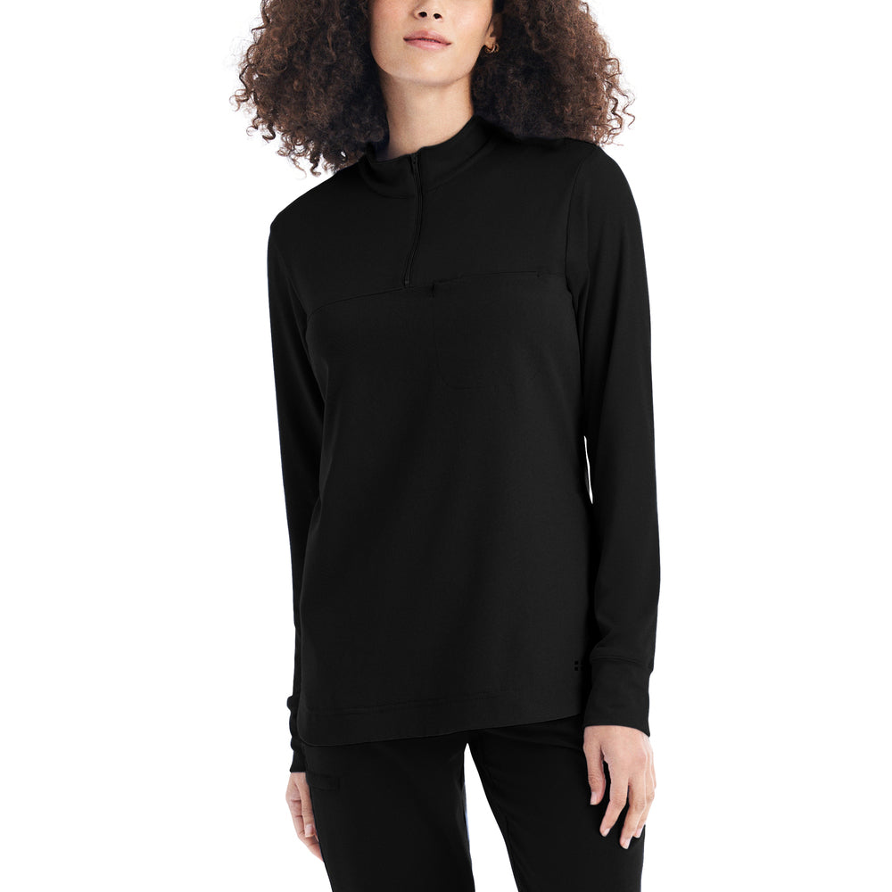 *LAST FEW* WT133 White Cross CRFT Women's 3-Pocket Quarter-Zip Mock Neck Pullover Scrub Top