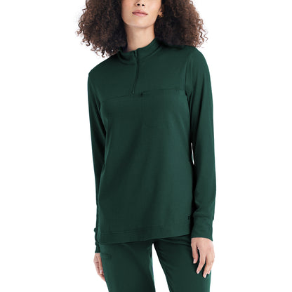 *LAST FEW* WT133 White Cross CRFT Women's 3-Pocket Quarter-Zip Mock Neck Pullover Scrub Top