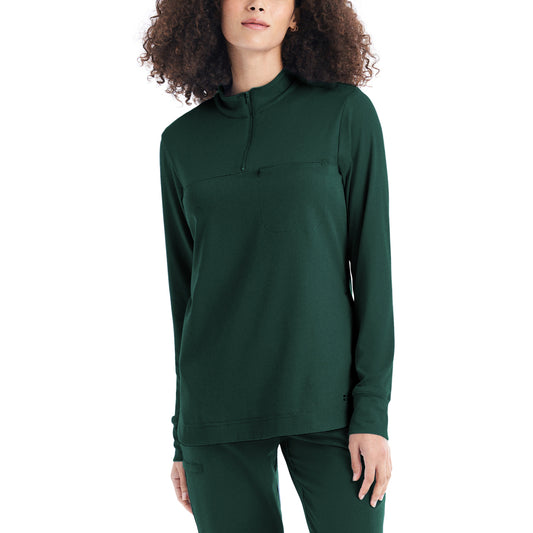 *LAST FEW* WT133 White Cross CRFT Women's 3-Pocket Quarter-Zip Mock Neck Pullover Scrub Top