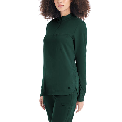 *LAST FEW* WT133 White Cross CRFT Women's 3-Pocket Quarter-Zip Mock Neck Pullover Scrub Top