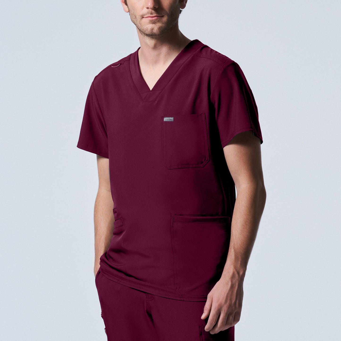 LT110: White Cross Landau Forward Men's V Neck Scrub Top