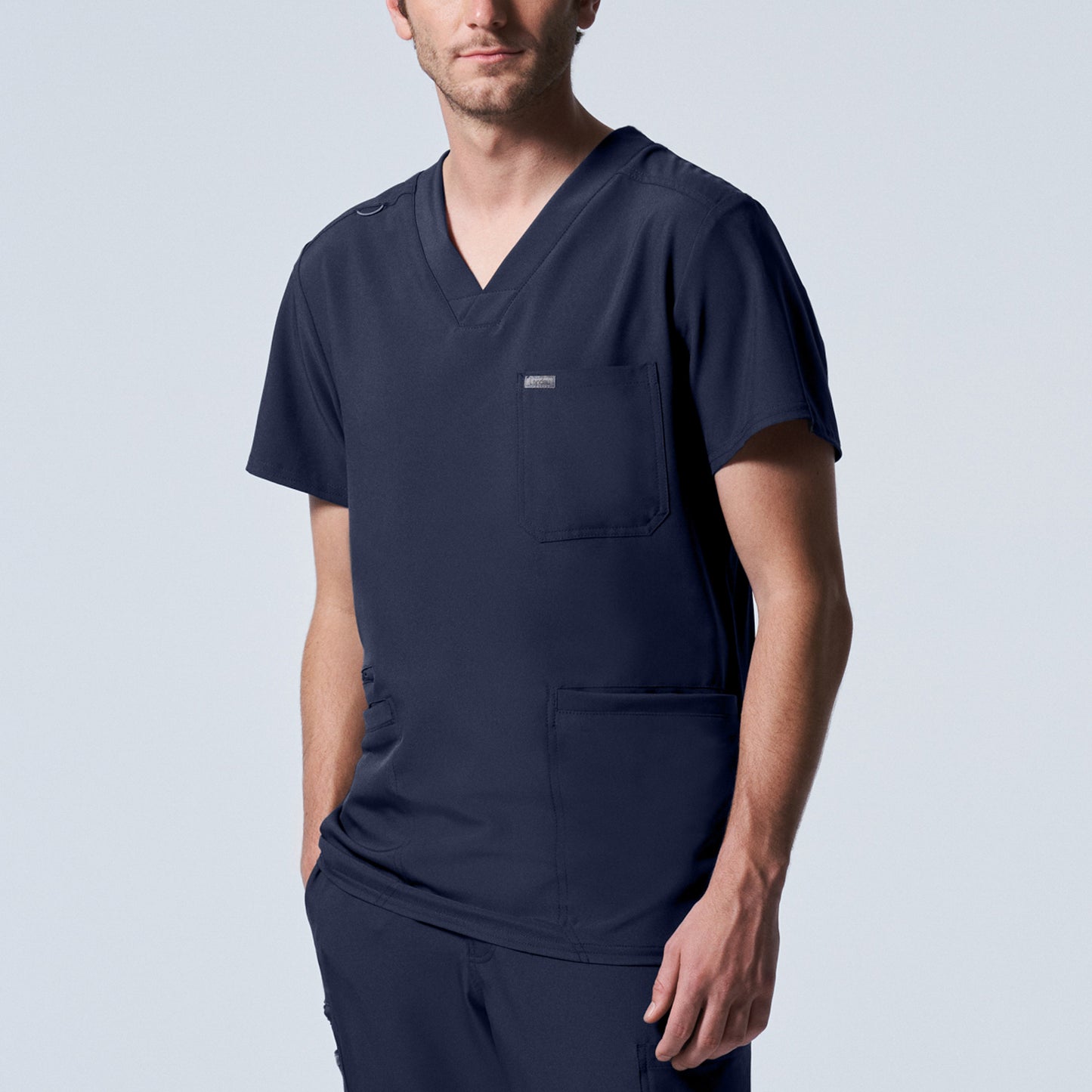 LT110: White Cross Landau Forward Men's V Neck Scrub Top