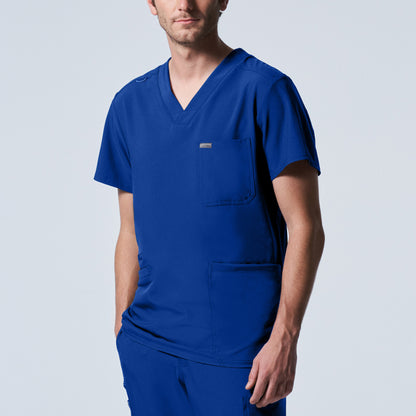 LT110: White Cross Landau Forward Men's V Neck Scrub Top