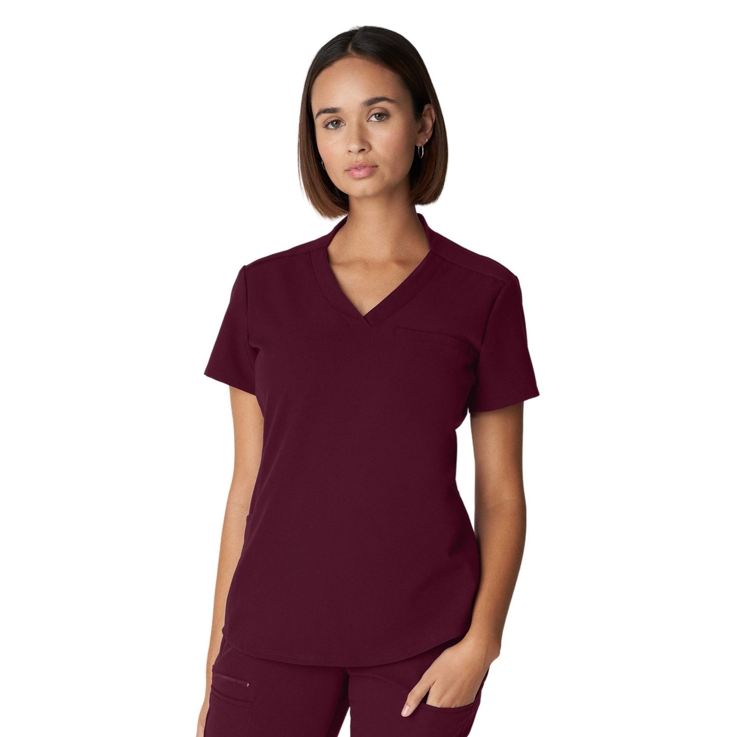 WT110 White Cross V-Tess Women's Jersey Knit Contrast Scrub Top