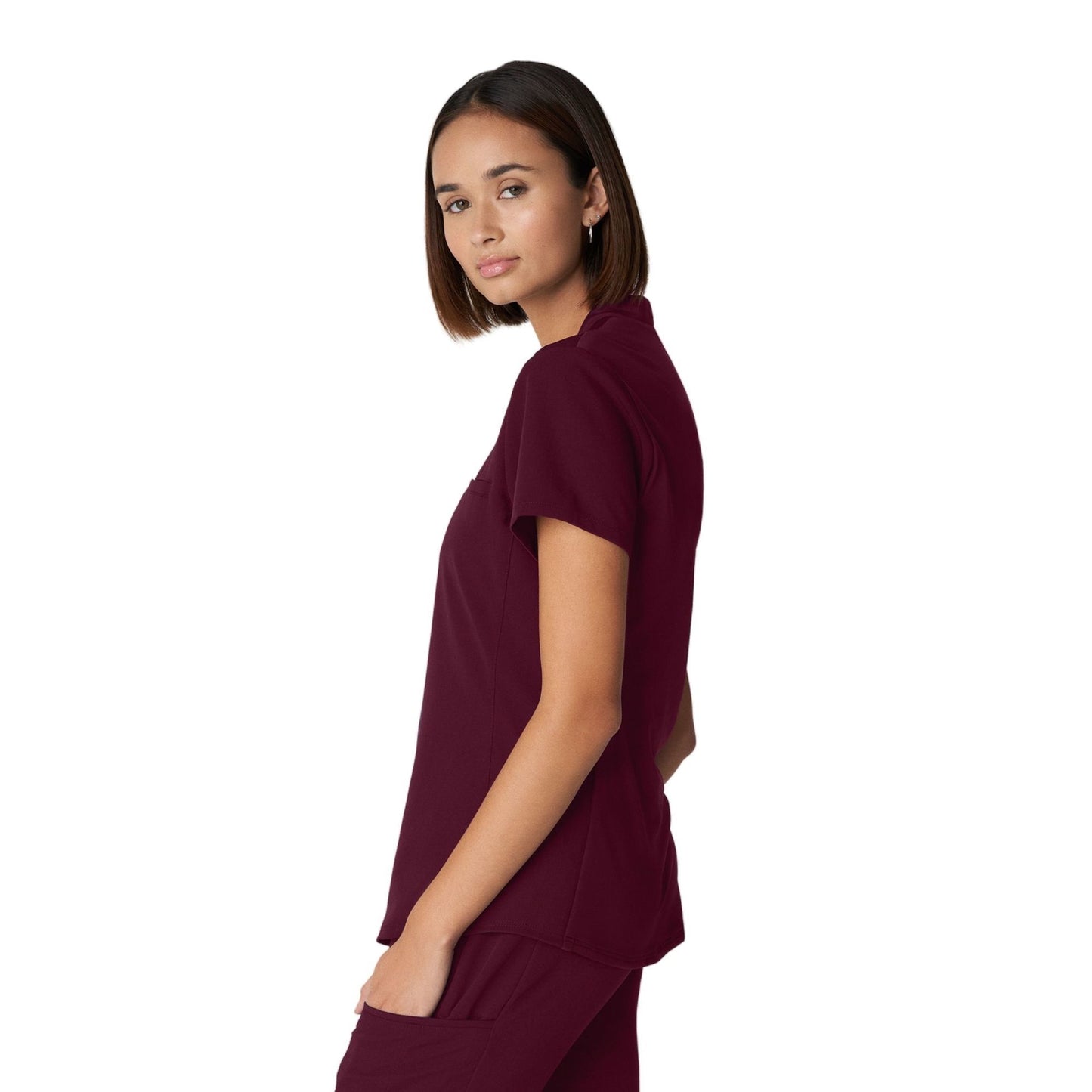 WT110 White Cross V-Tess Women's Jersey Knit Contrast Scrub Top