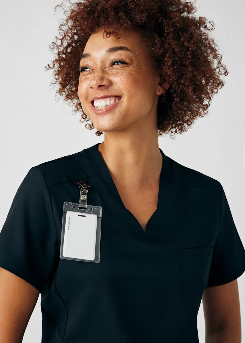 VIBE Women's Chest Pocket V-Neck Tuck-In Top