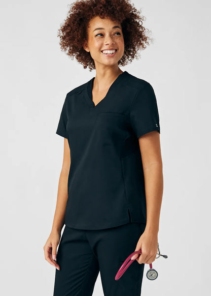 VIBE Women's Chest Pocket V-Neck Tuck-In Top