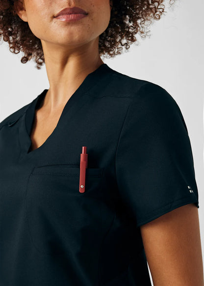 VIBE Women's Chest Pocket V-Neck Tuck-In Top