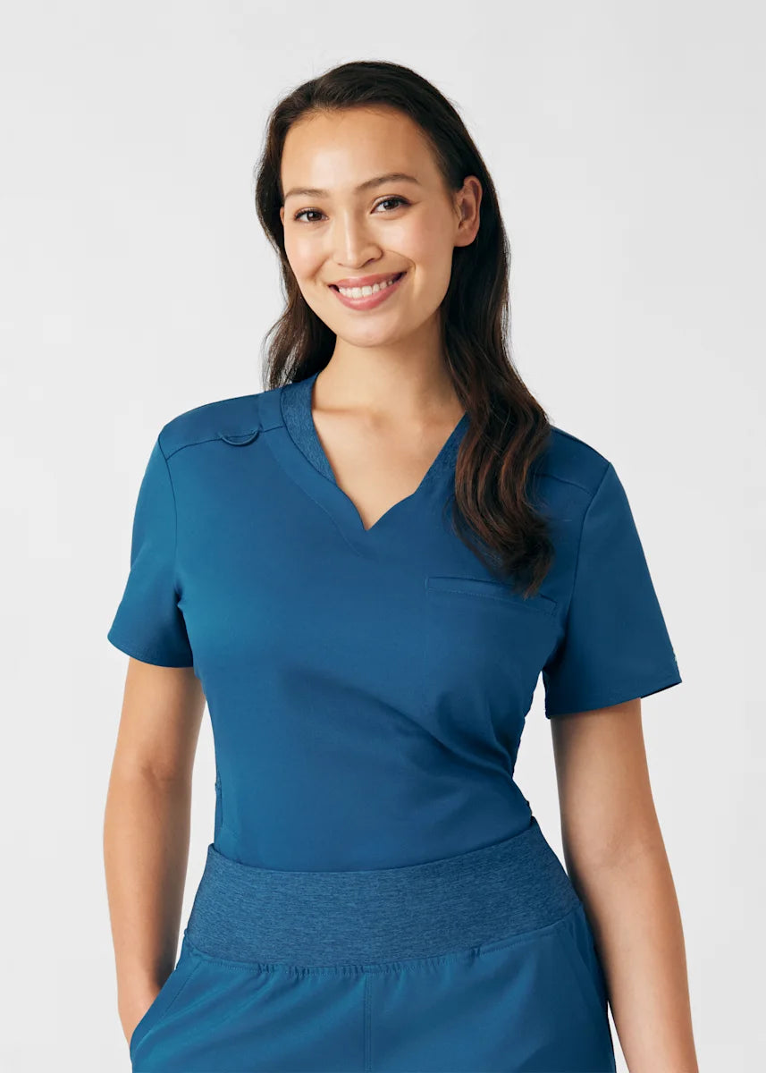 VIBE Women's Chest Pocket V-Neck Tuck-In Top