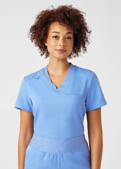 VIBE Women's Chest Pocket V-Neck Tuck-In Top