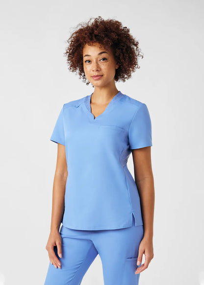 VIBE Women's Chest Pocket V-Neck Tuck-In Top