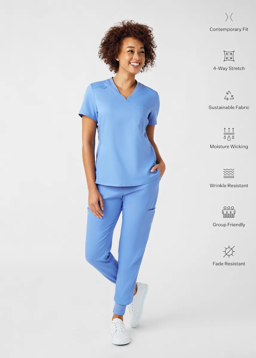 VIBE Women's Chest Pocket V-Neck Tuck-In Top