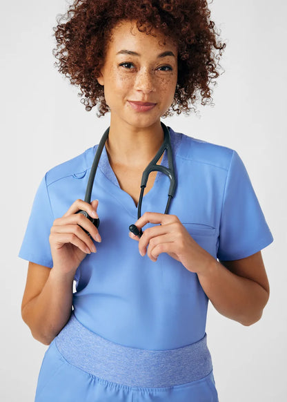 VIBE Women's Chest Pocket V-Neck Tuck-In Top