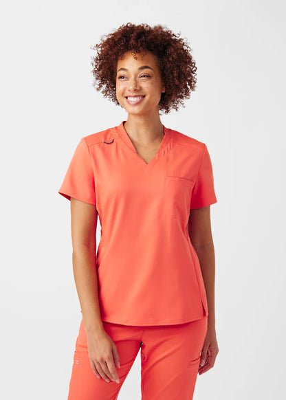 VIBE Women's Chest Pocket V-Neck Tuck-In Top