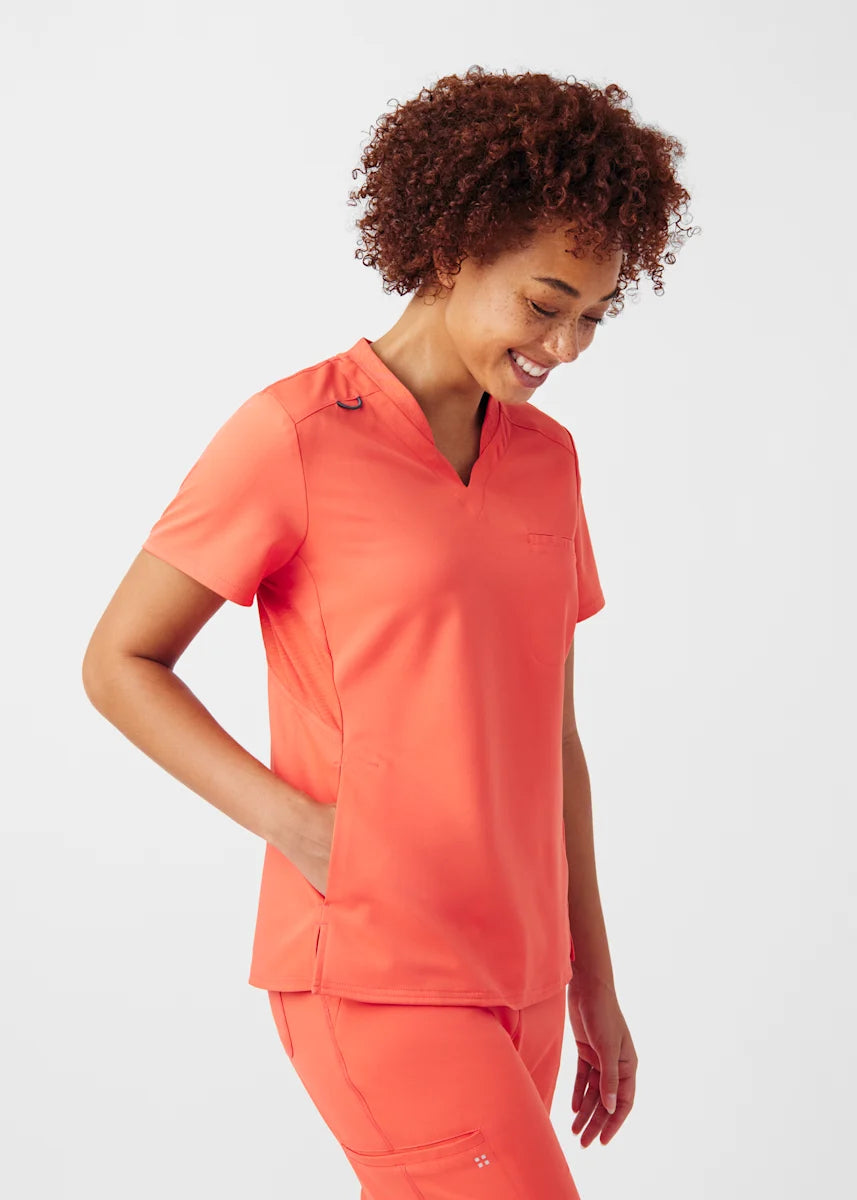 VIBE Women's Chest Pocket V-Neck Tuck-In Top