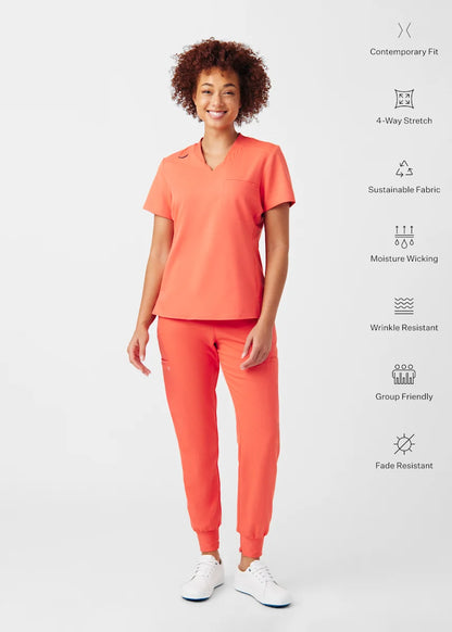 VIBE Women's Chest Pocket V-Neck Tuck-In Top