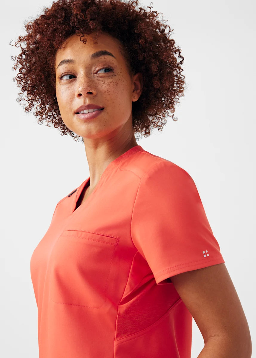 VIBE Women's Chest Pocket V-Neck Tuck-In Top