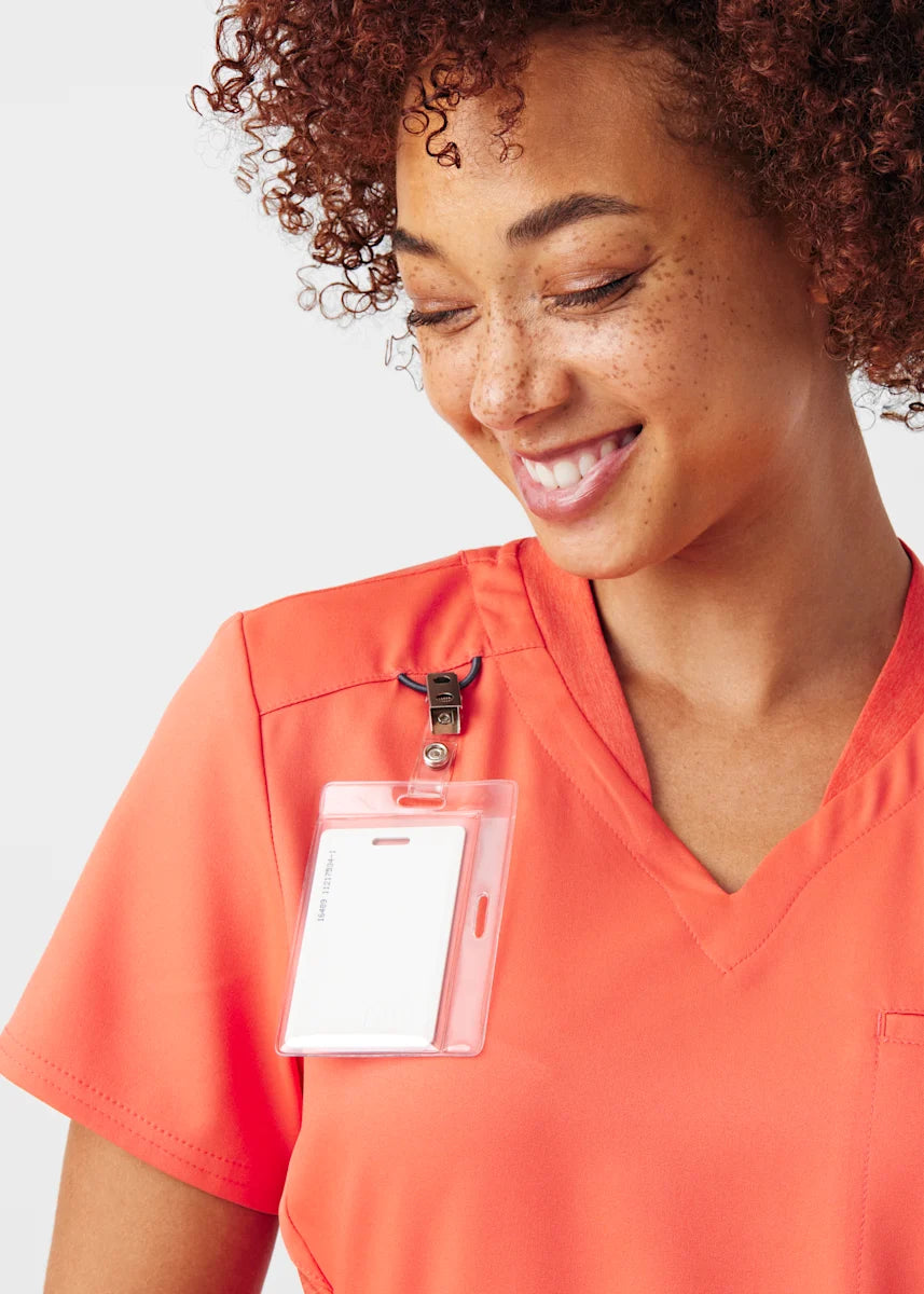 VIBE Women's Chest Pocket V-Neck Tuck-In Top