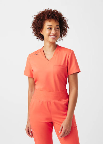 VIBE Women's Chest Pocket V-Neck Tuck-In Top