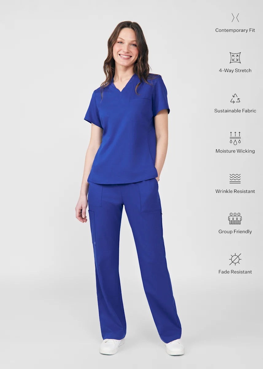 VIBE Women's Chest Pocket V-Neck Tuck-In Top