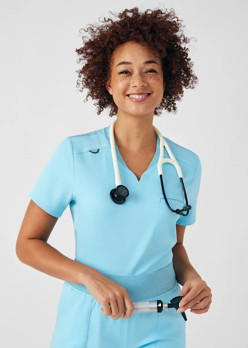 VIBE Women's Chest Pocket V-Neck Tuck-In Top