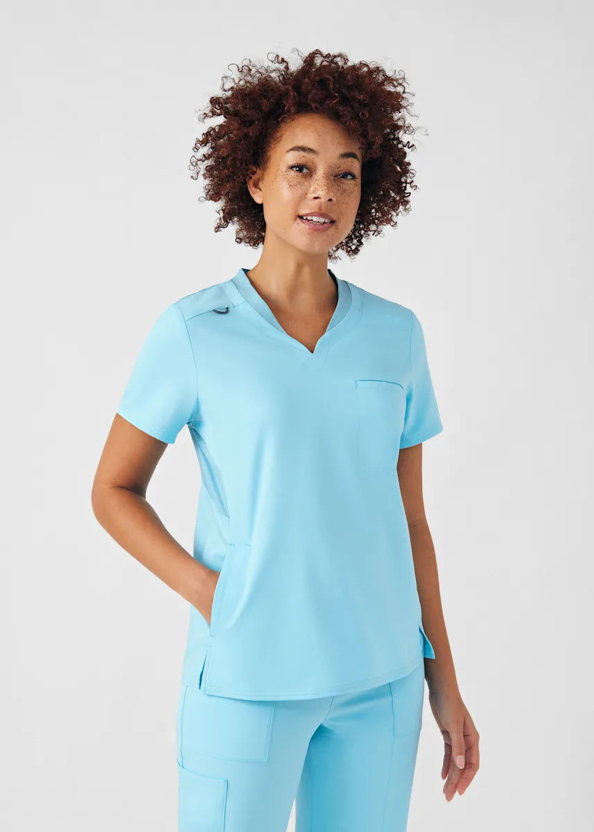 VIBE Women's Chest Pocket V-Neck Tuck-In Top