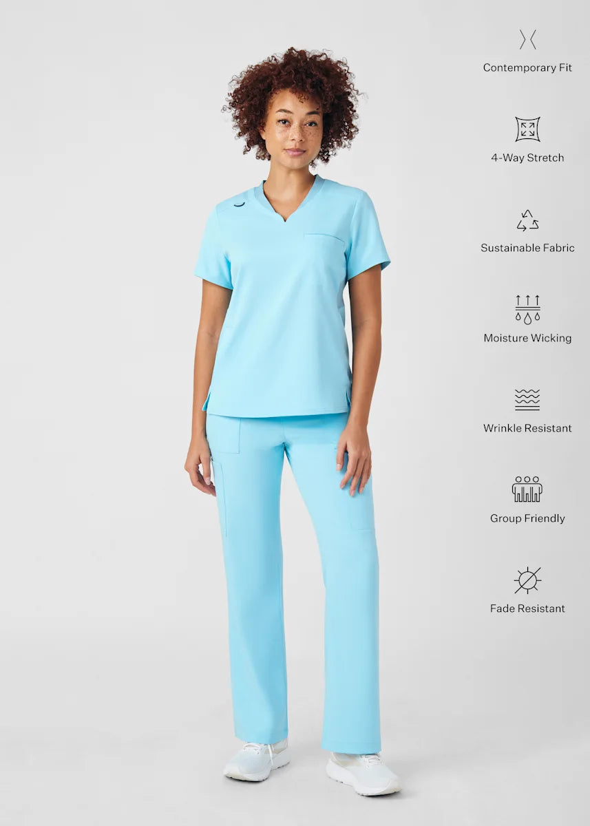 VIBE Women's Chest Pocket V-Neck Tuck-In Top