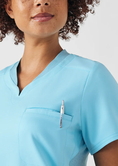 VIBE Women's Chest Pocket V-Neck Tuck-In Top