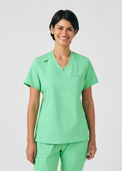 VIBE Women's Chest Pocket V-Neck Tuck-In Top