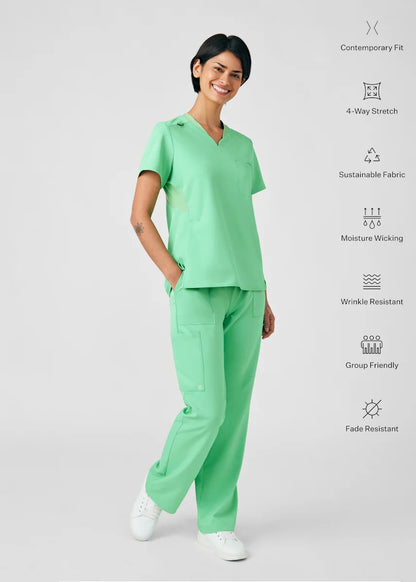 VIBE Women's Chest Pocket V-Neck Tuck-In Top