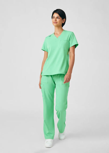 VIBE Women's Chest Pocket V-Neck Tuck-In Top