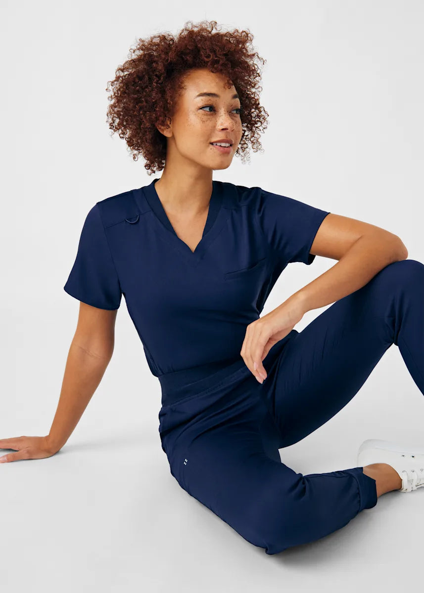 VIBE Women's Chest Pocket V-Neck Tuck-In Top