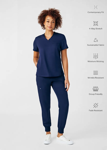 VIBE Women's Chest Pocket V-Neck Tuck-In Top