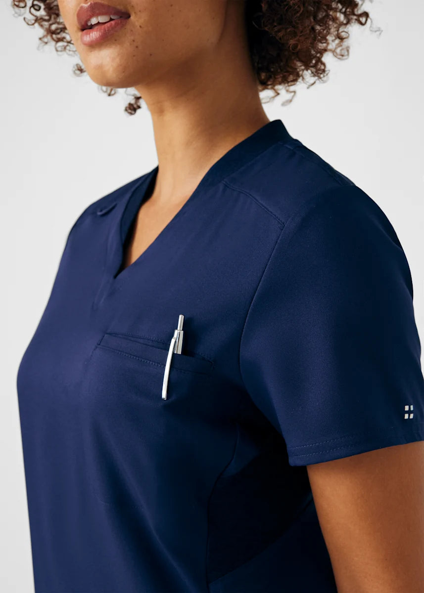 VIBE Women's Chest Pocket V-Neck Tuck-In Top