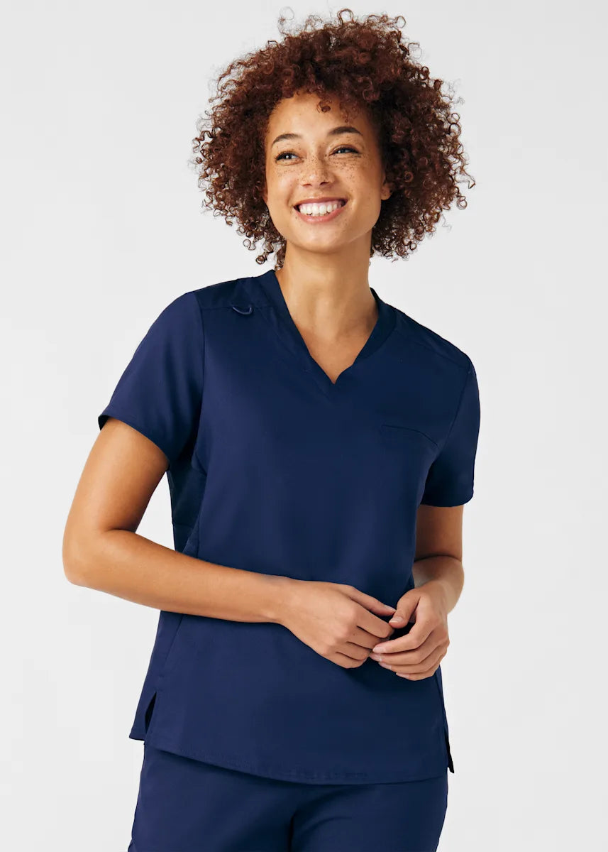 VIBE Women's Chest Pocket V-Neck Tuck-In Top
