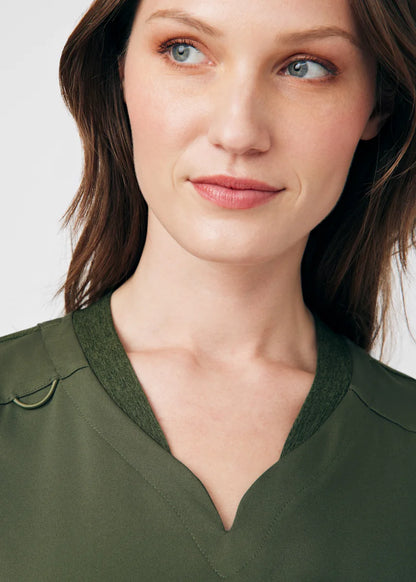 VIBE Women's Chest Pocket V-Neck Tuck-In Top