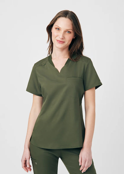 VIBE Women's Chest Pocket V-Neck Tuck-In Top