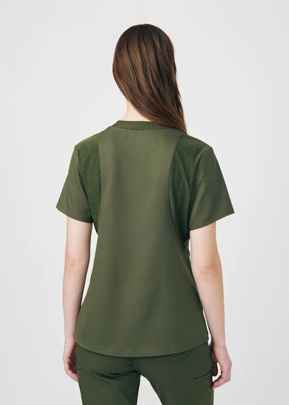 VIBE Women's Chest Pocket V-Neck Tuck-In Top