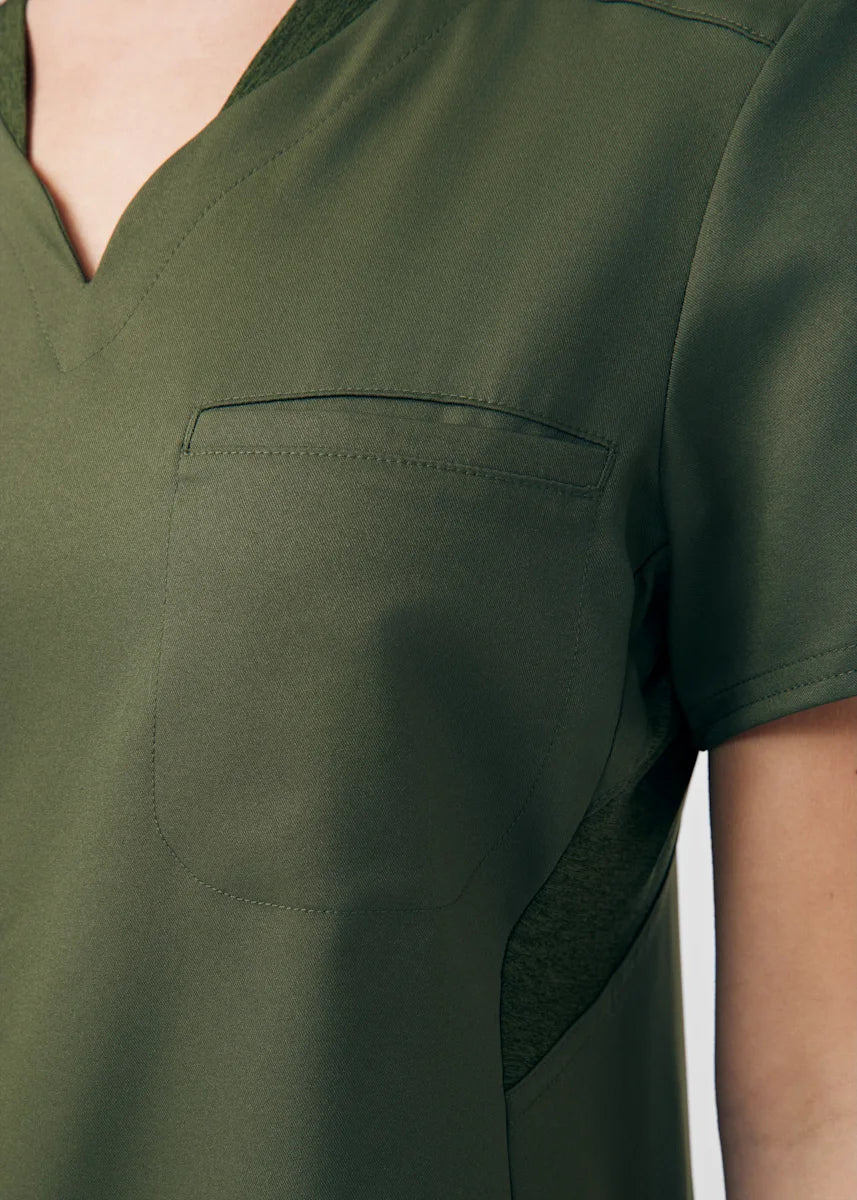 VIBE Women's Chest Pocket V-Neck Tuck-In Top