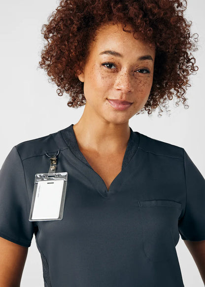 VIBE Women's Chest Pocket V-Neck Tuck-In Top