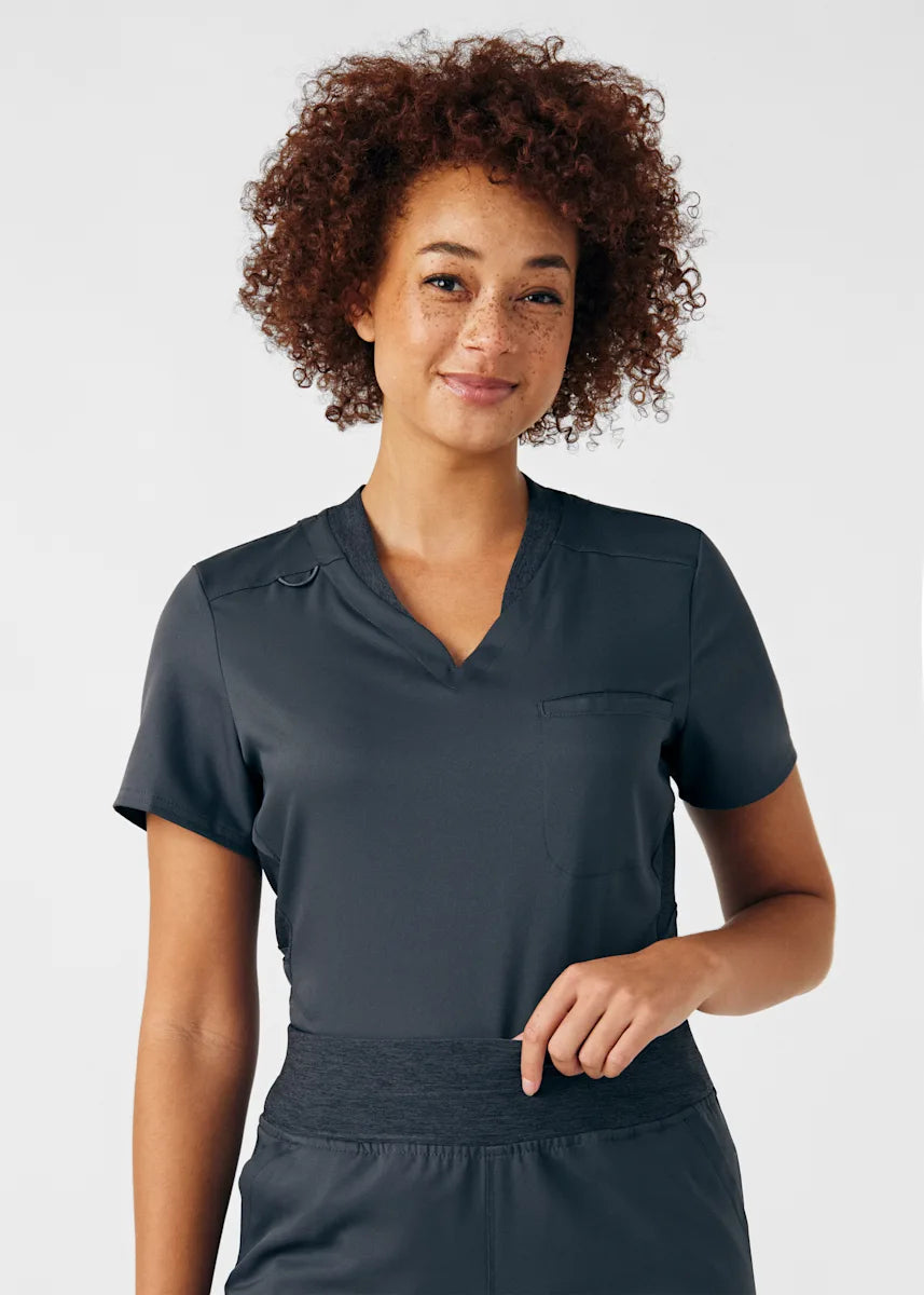 VIBE Women's Chest Pocket V-Neck Tuck-In Top